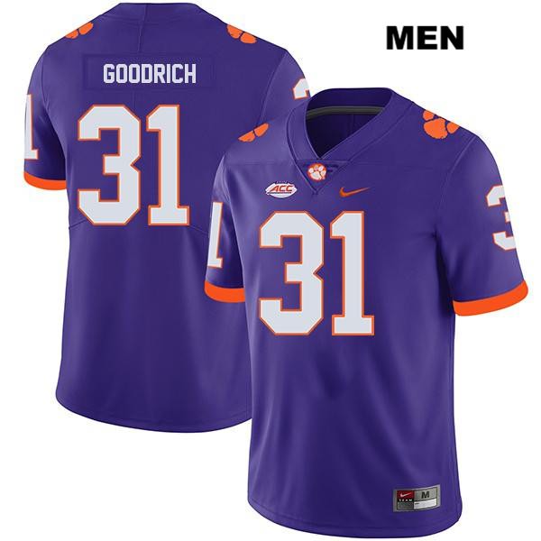 Men's Clemson Tigers #31 Mario Goodrich Stitched Purple Legend Authentic Nike NCAA College Football Jersey URG3146HI
